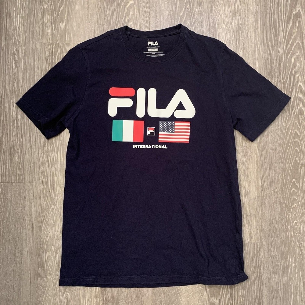 Fila International Graphic T-Shirt Italy USA Flag Logo Men's Size Medium